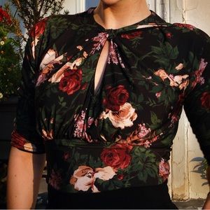 NWT Pinup Couture Laura Byrnes 3x Malia Top Dark Bella Roses